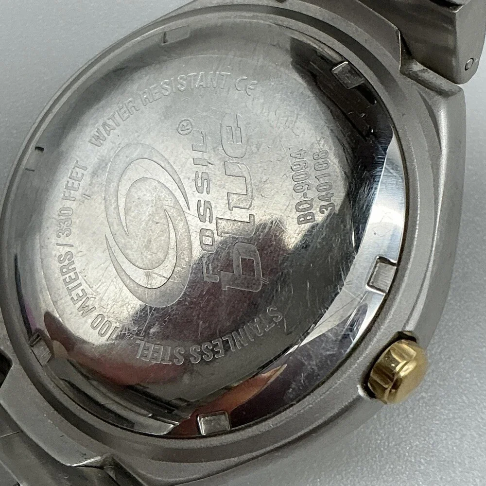 Fossil Blue BQ-9094 Mens Watch 40mm Silver Two Tone Stainless New Battery 6.5